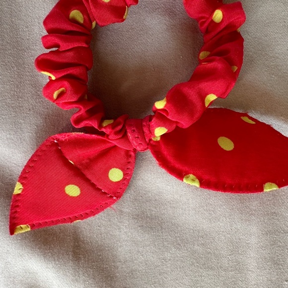 Red and yellow polka dot hair tie! New! - Picture 2 of 5